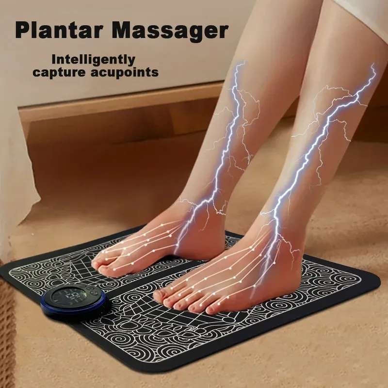 Elektrische Fußmassagematte mit USB-Aufladung, entspannt die Fuß-Akupunkt-Massagematte, verbessert die Durchblutung, 8 Modi, 19-stufige Entspannung