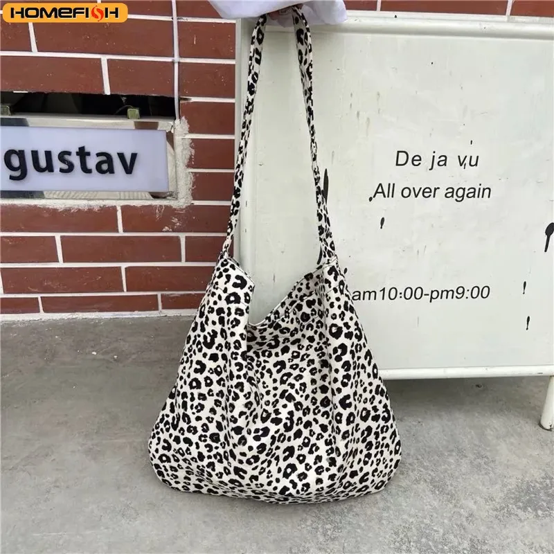 HOMEFISH Japanische und koreanische moderne kleine Umhängetasche mit Leopardenmuster, einzelne Schultertasche aus Segeltuch für Damen