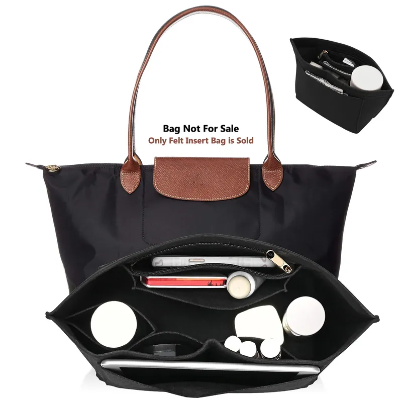 Filz-Einsatztasche, passend für Longchamp Handtasche, Liner-Tasche, Filztuch, Make-up-Tasche, Unterstützung für Reisen, tragbarer Einsatz-Geldbörsen-Organizer