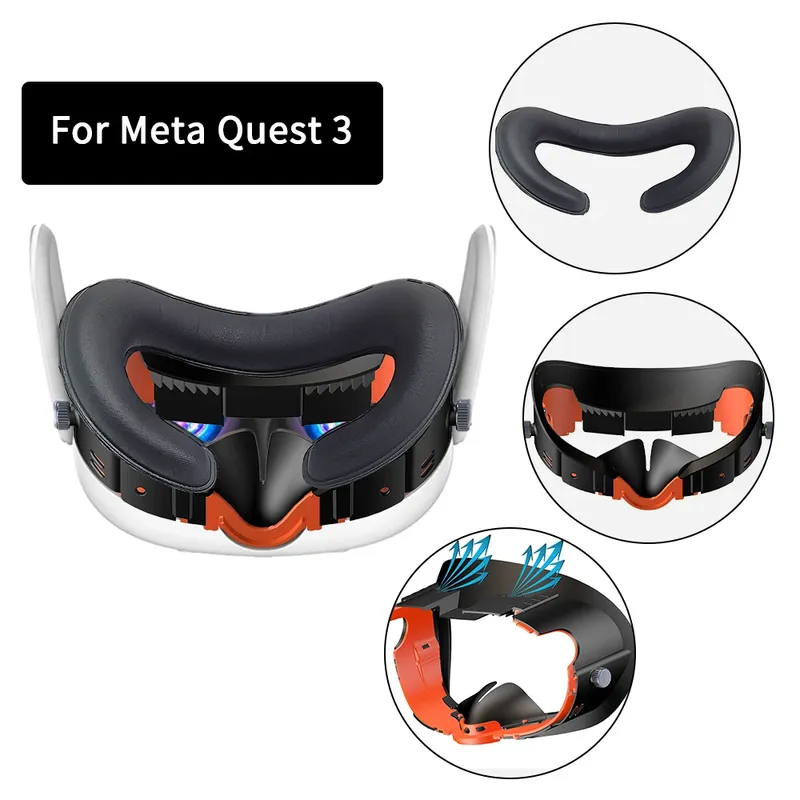 Verstellbare Gesichtsersatz-Halterung aus PU-Leder mit Schaumstoff für Meta Quest 3, komfortable Schnittstelle und Gesichtspolster, Kissen, VR-Zubehör