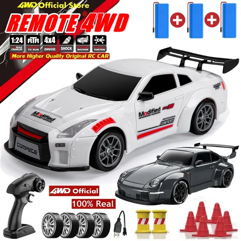 4WD RC Drift Auto mit LED-Licht 2,4G Radio 20KM/h High Speed Fernbedienung Rennwagen Fahrzeug Modell Spielzeug Geschenk für Junge Mädchen Kind