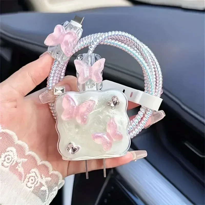 Schmetterling Ladegerät Schutzhülle Kabel Protector Für iPhone 18W/20W Schnelle Ladekabel Daten Anti-brechen Ladegerät schutzhülle Seil