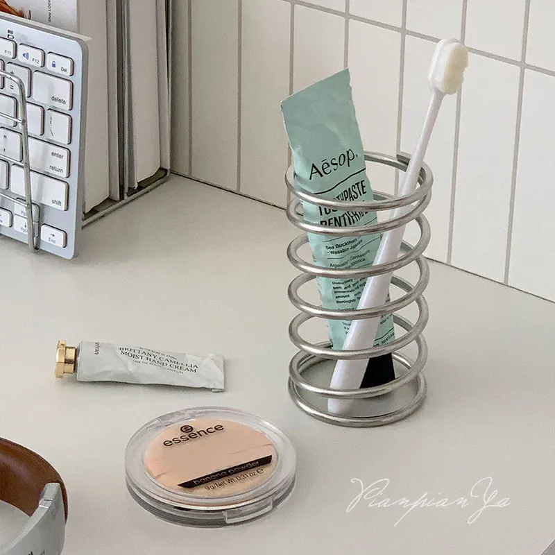 Edelstahl Zahnbürste Halter Bad Zubehör Werkzeug Zahnpasta Make-Up Pinsel Lagerung Rack-Home Dekoration Pinsel Halter