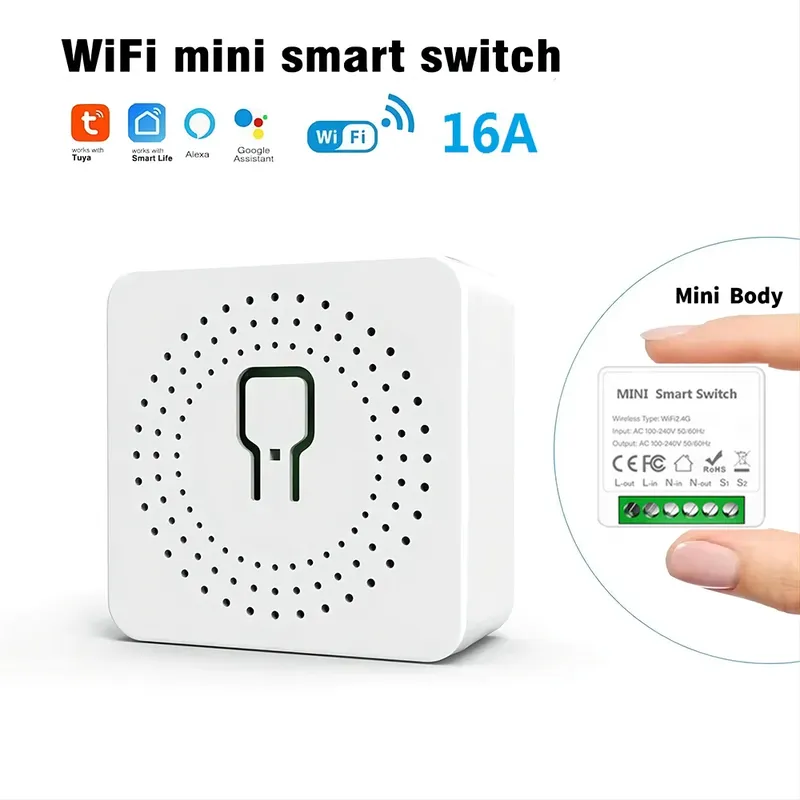 16A Mini Wifi Schalter DIY Smart Home 2-weg Steuerrelais Smart LIfe APP Steuerung Fern Timer Funktioniert mit Alexa Google Hause