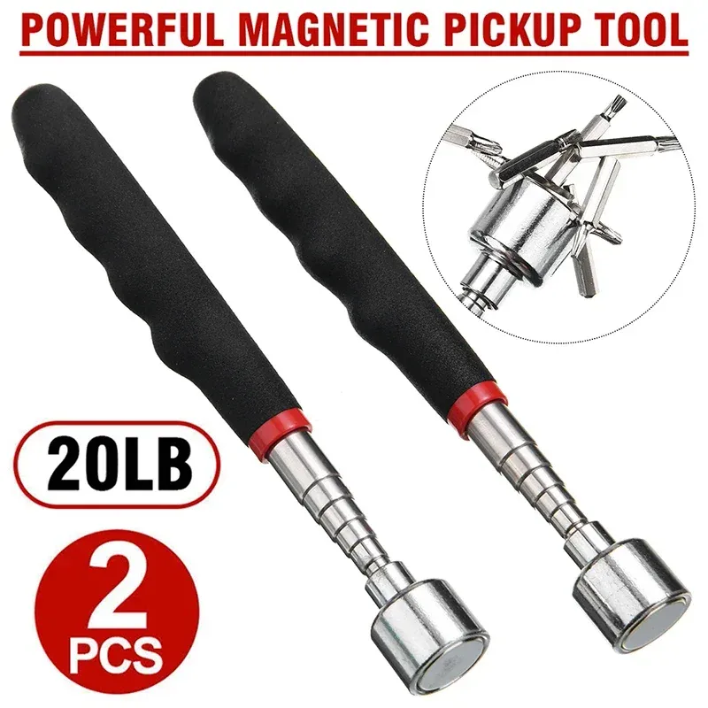 Teleskopische magnetische Eisen-Saugstange mit LED-Licht, Metall-Pick-up-Werkzeug, DIY starke magnetische Metallschraube, Saugstange, Pick-up-Werkzeug