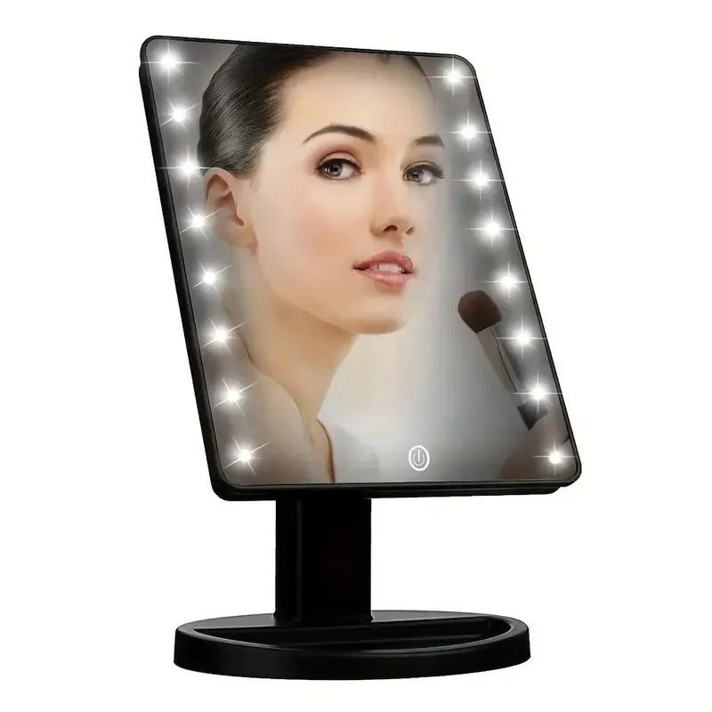 Vanity beleuchteter Make-up-Spiegel, quadratisch, Desktop Beauty LED-Kosmetikspiegel mit Touchscreen, handgehalten, kompakt für Geschenke