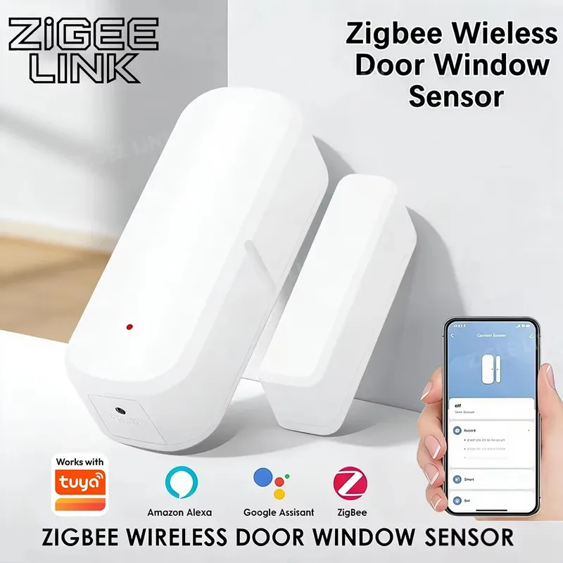 ZigBee Türsensor, magnetischer Kontaktmelder, Echtzeit-Alarm, Sicherheitsmonitor für Smart Home, funktioniert mit Tuya Alexa Google Home