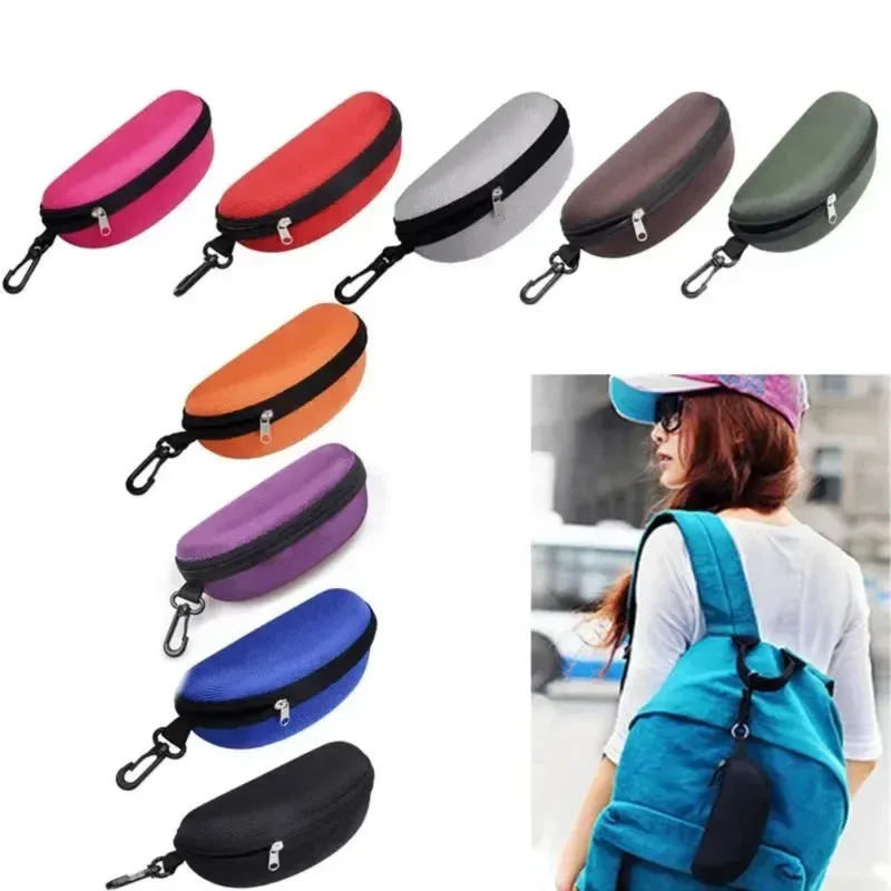 1pc Tragbare Sonnenbrille Fall Schutz Oxford Tuch Harte EVA Reißverschluss Brillen Fall mit Karabiner Unisex Brillen Zubehör
