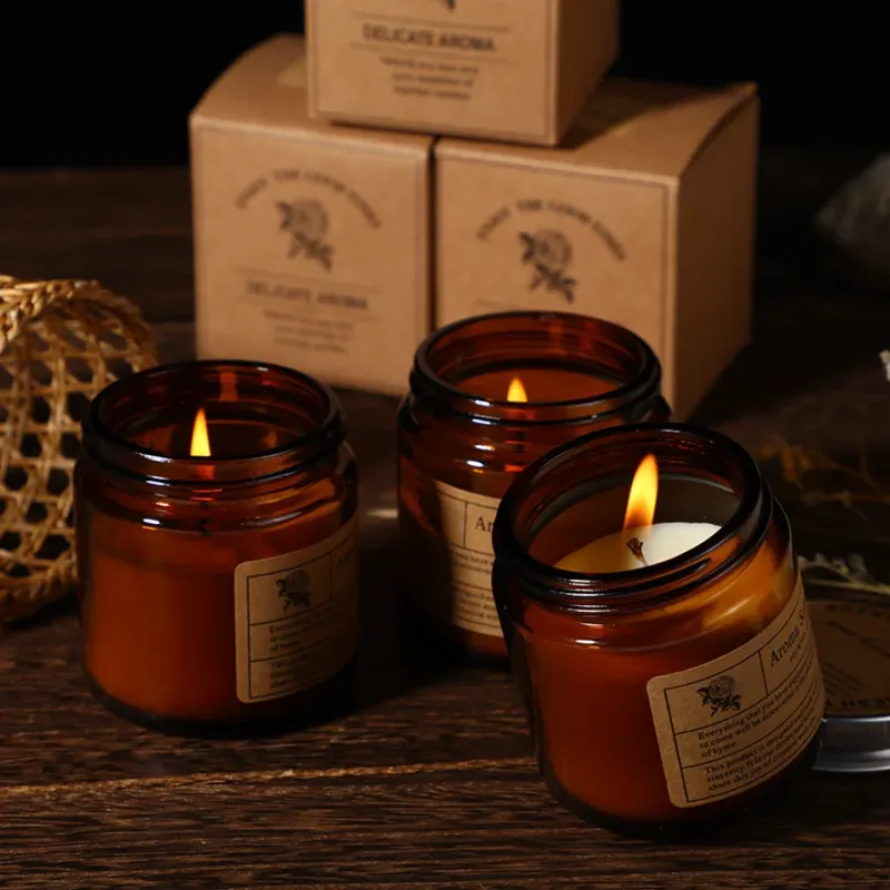 1 Stück braune Glasbecher-Aromatherapie-Kerze, rauchfreie Duftkerze, geeignet für Heimdekoration, Geburtstag, Valentinstag, Geschenk