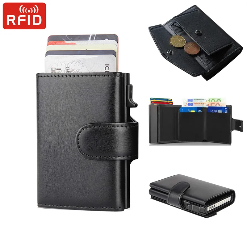 RFID Mikro faser Leder Männer Brieftaschen Mode Karten halter dreifach Brieftasche Geld Taschen Smart schlanke dünne Münz tasche Brieftasche Geldbörse