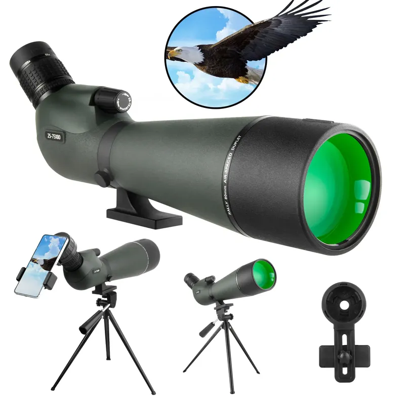 25-75x80 Teleskop Spektiv Großes Feld Leistungsstarkes Zoom-Monokular mit Telefonadapter Stativ für Vogelbeobachtung Camping