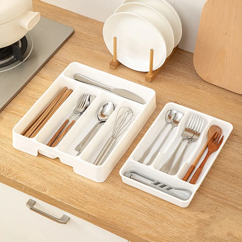 4/5 Grid Küche Schränke Stäbchen Und Geschirr Lagerung Box Messer Gabel Löffel Teiler Organizer Messer Gabel Schublade Lagerung