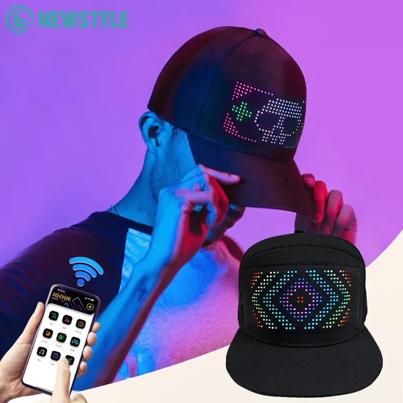 LED Hut Licht Display Bildschirm DIY Smart Pixel Matrix Baseball Hut Wiederaufladbare Bluetooth APP Steuerung Hip Hop Street Party Decor