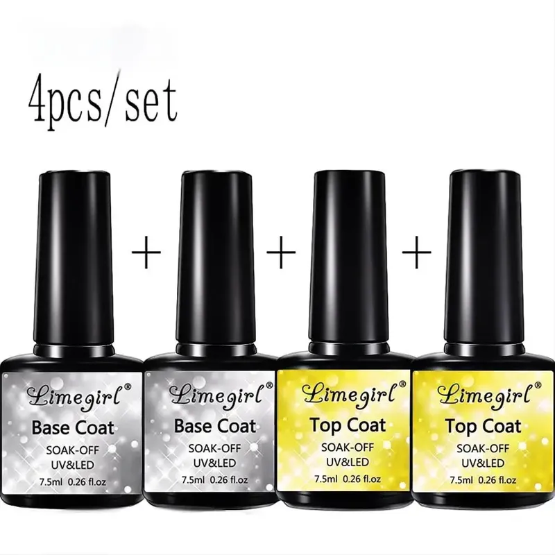 LIMEGIRL Multifunktionaler Nagel-Decklack und Grundlack für Nägel, UV-Gel-Nagellack, Soak-Off-Lackset, No-Säure-Grundierung, Maniküre-Set