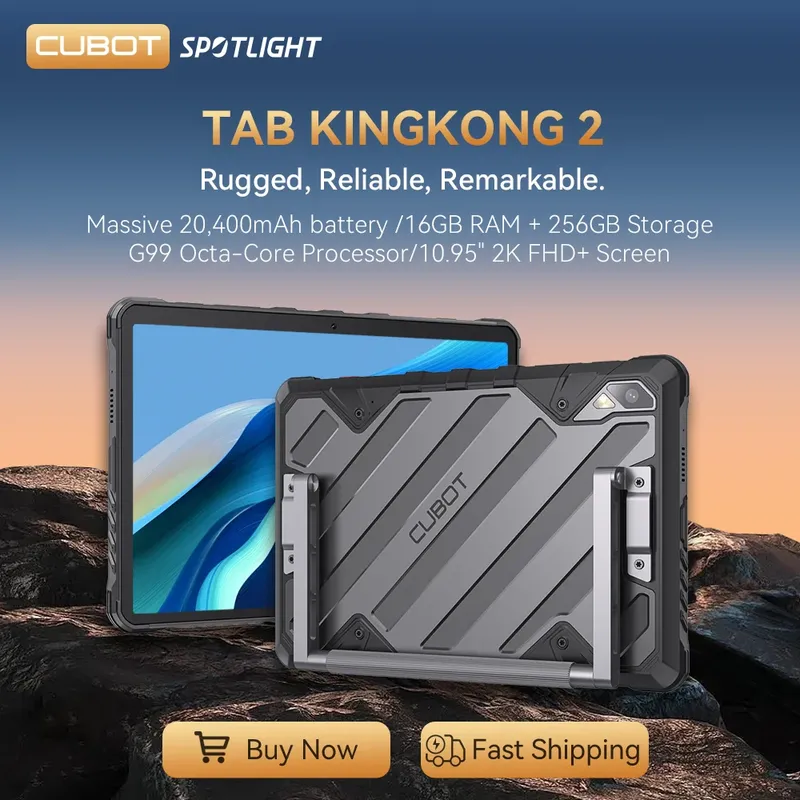 Cubot TAB KingKong 2, robustes Tablet Android 14, Helio G99, Octa-Core, 20400 mAh Akku, 16 GB RAM (8 GB + 8 GB erweitert), 256 GB ROM, MIL-STD-810H wasserdicht, 10,95 Zoll 2K-Bildschirm, Dual 4G tablets android 2024