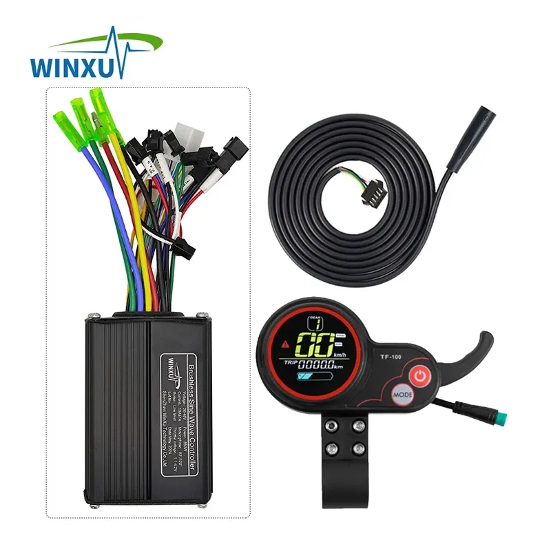 36V 48V 350W 18A FOC Sinuswelle Bürstenloser Motor Universal Controller TF-100 LCD-Farbdisplay-Set für Elektroroller Fahrrad