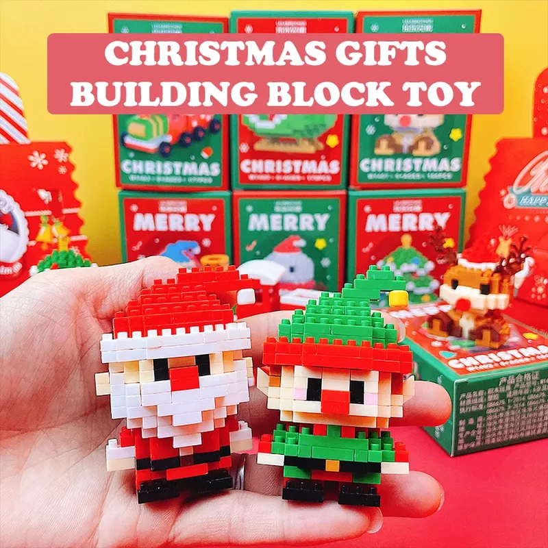 Weihnachtsgeschenke Micro Baustein Serie Weihnachtsmann Rentier Puzzle Zusammenbau Ziegel Tischdekoration Spielzeug Kinder