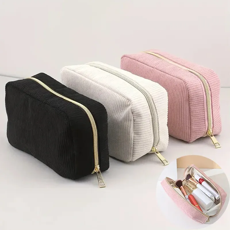 Reise Cord Kosmetiktasche Tragbare Make-Up Aufbewahrungstasche Geldbörsen Frauen Reißverschluss Make-Up Organizer Lagerung Clutch Beauty Case Mädchen