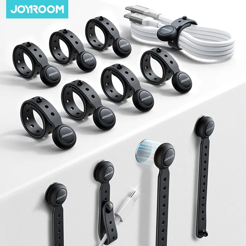 Joyroom 12/6 Stück magnetische Kabelmanagement-Krawatten, Draht-Organizer, 11 cm Kabelhalter, verstellbare Klett-Organizer-Gurte für Zuhause