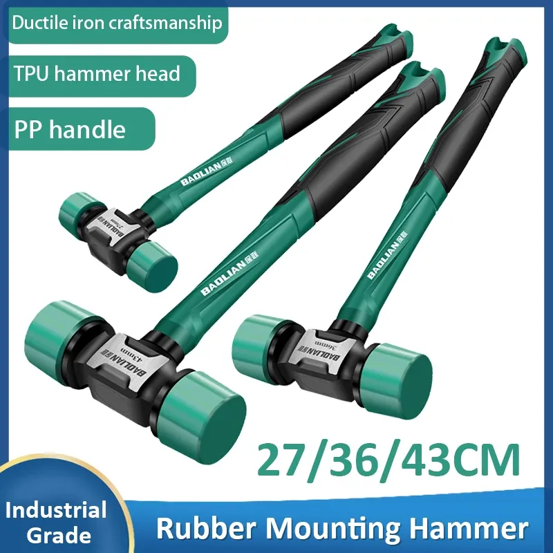 Multifunktions-Doppelkopf-Installationshammer, 27/36/43 mm, Gummi-Montagehammer, rutschfest, vibrationsfrei, professionelles Arbeitswerkzeug
