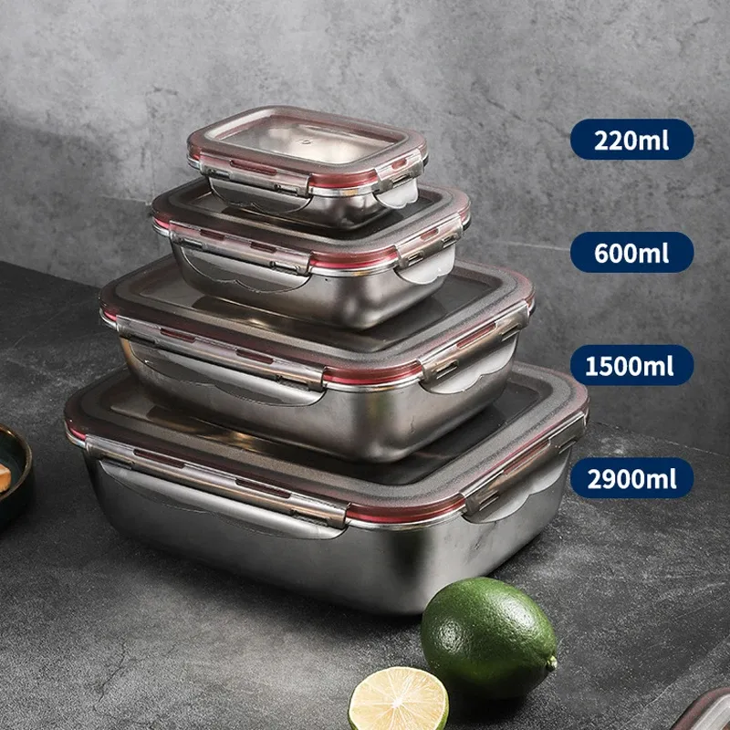 Bento-Box für Lebensmittel, Mittagessen, 304, versiegelt, auslaufsicher, Reise-Aufbewahrungsbox, Haushalt, Gurkenboxen, Kühlschrank, Lebensmittelbehälter