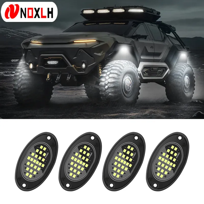 4 StĂŒck 24LED Rock Lights Kit Auto AtmosphĂ€renlampe fĂŒr Offroad Truck SUV 4x4 ATV Jeep Neon Underbody Underglow Trail Rig Licht