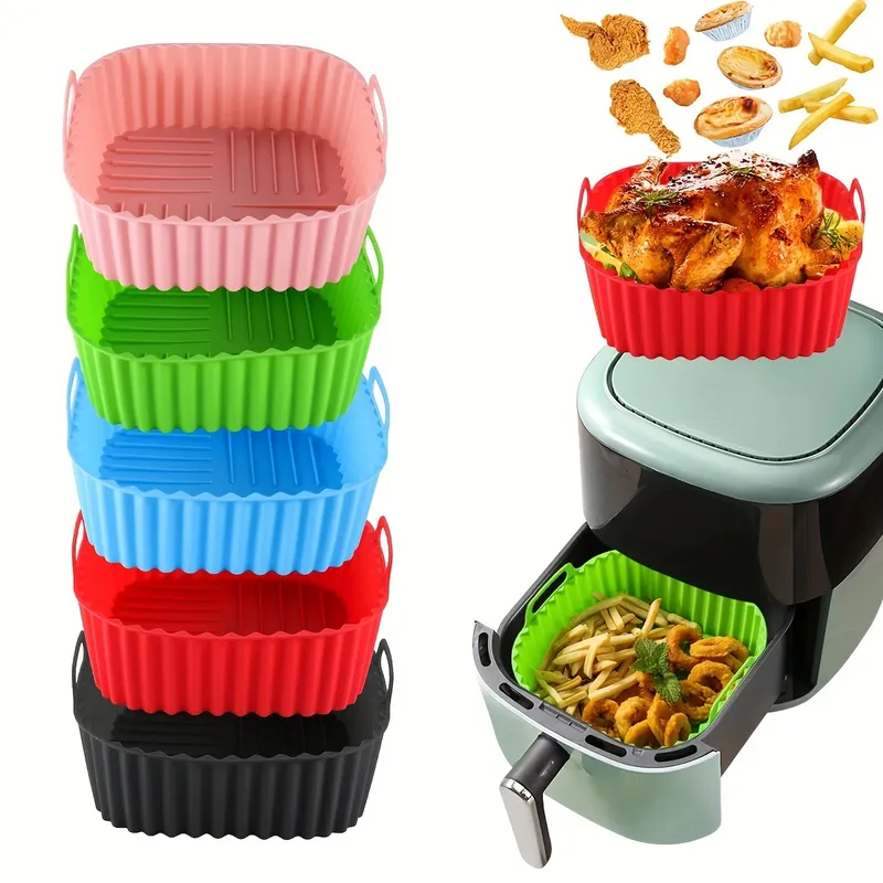 Die 1-teilige Heißluftfritteuse-Einlage aus Silikon ist wiederverwendbar und kann für die Reinigung von Geschirrspülern, Öfen, Backwerkzeugen und Küchenhelfer verwendet werden