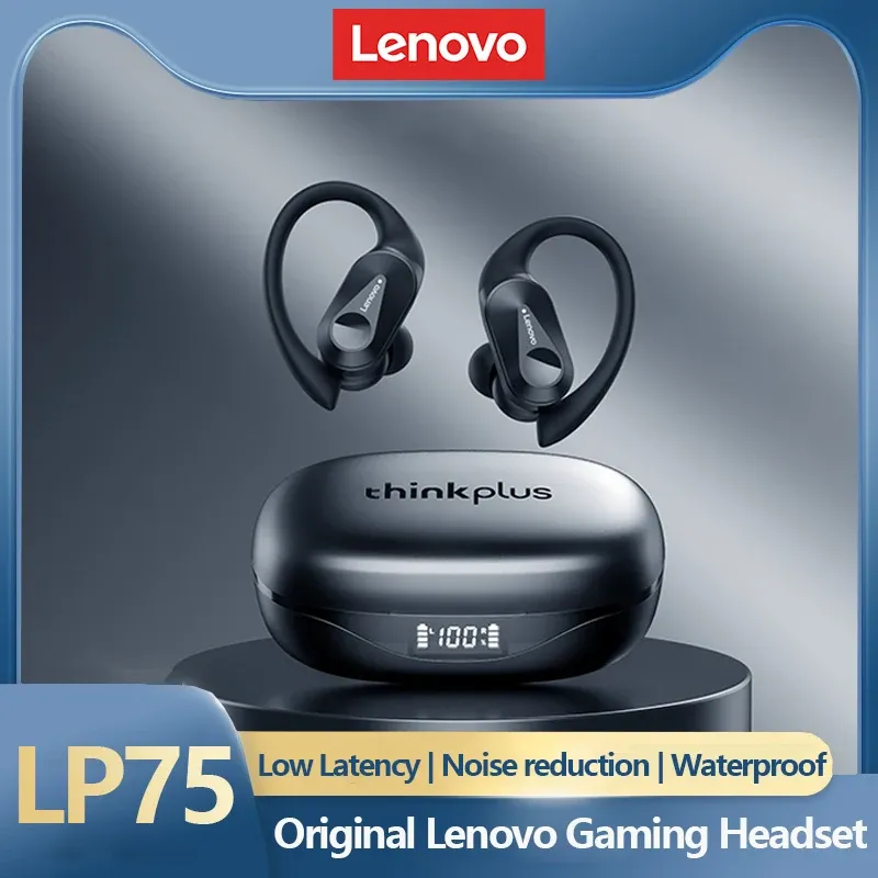 Neue Lenovo LP75 OWS Drahtlose Bluetooth Kopfhörer Gaming Noise Cancelling Kopfhörer LED Power Display Wasserdichte Sport Headset