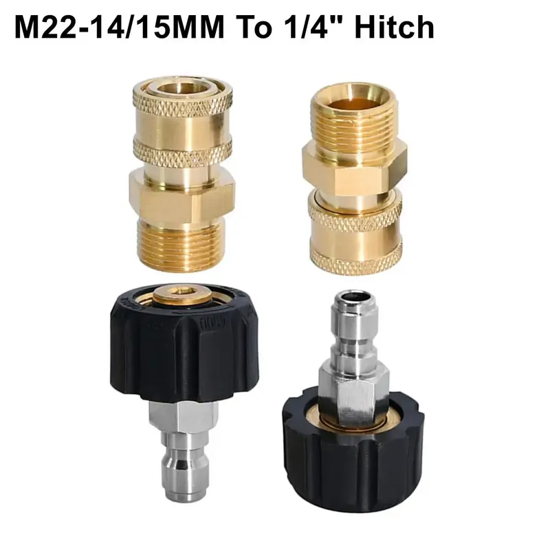 Hochdruckreiniger-Adapter-Set, Kupplungen, drehbar, M22–14 mm/15 mm auf 1/4 Schnellkupplung für Hochdruckwaschpistole und Schlauch