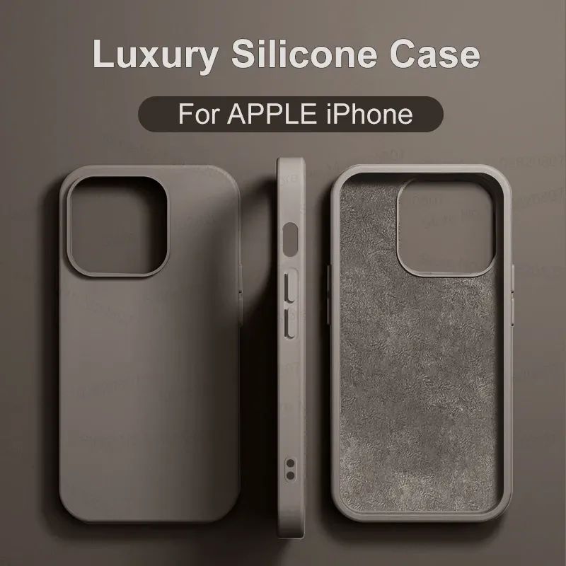 Luxuriöse stoßfeste Hülle für Apple iPhone 11, 12, 13, 14, 15, 16 Pro Max Plus, flüssige Silikonhüllen, Stoßstange, weiche Abdeckung, Telefonzubehör