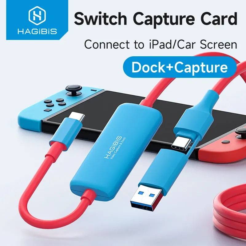 Hagibis USB3.0-Videoaufnahmekarte mit 100 W PD USB C auf USB A/C Live- und Aufnahmevideo-Audio-Gaming für Quest 2 3 Switch 1/2 ROG