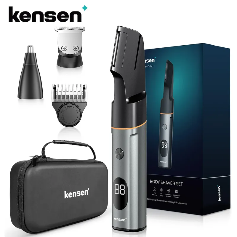 Kensen 3-in-1-Körperhaarschneider-Set für Männer, Schamhaarrasierer, Nasen- und Bartschneider, IPX6, wasserdicht, Elektrorasierer, Haarschneidemaschine