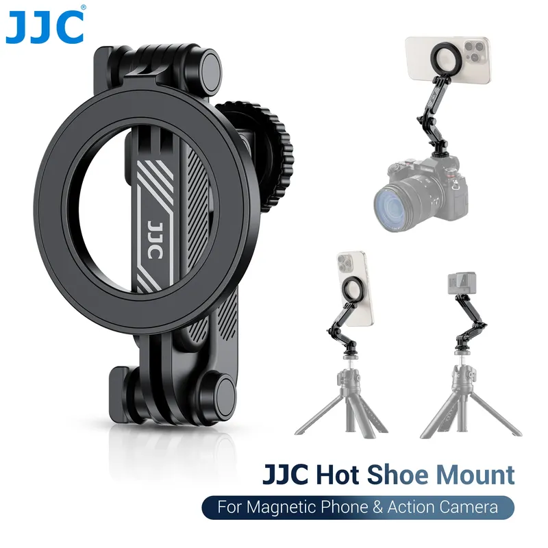 JJC Magnetischer Handy-Stativ-Montageadapter mit 1/4-Zoll-Schraube, Kaltschuh-Halterung für iPhone 16, 15, 14, 13, Gopro Hero 13, 12, 11, 10, Action 5, 4