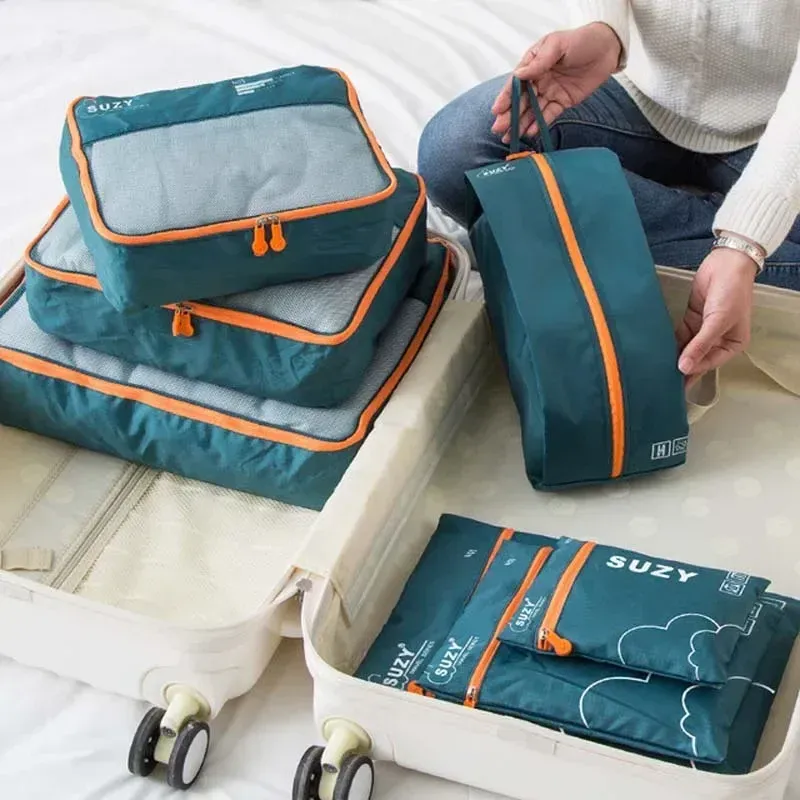 7/6 Teile Set Reise Veranstalter Lagerung Taschen Koffer Tragbare Gepäck Organizer Kleidung Schuh Ordentlich Beutel Verpackung Lagerung Fällen
