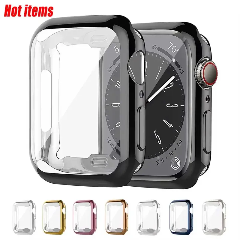 Abdeckung für Apple Watch Gehäuse 44 mm 40 mm 45 mm 41 mm 42 mm 46 mm 38 mm Displayschutzfolie Silikon Bumper iWatch Serie 3 4 5 6 SE 7 8 9