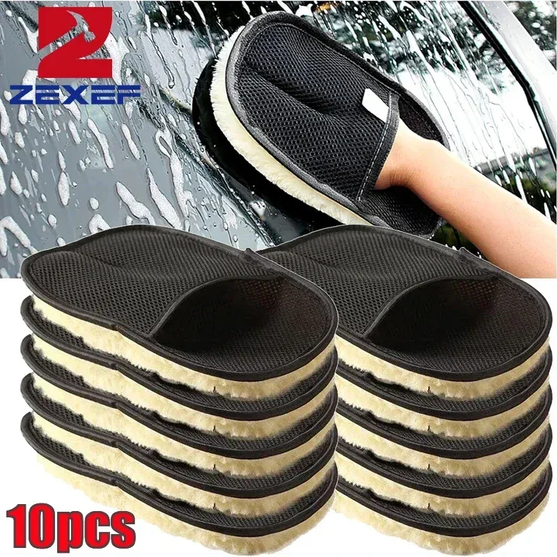 1/10Pcs Auto Reinigung Schwamm Handschuh Auto Polieren Waschen Mitt Handschuhe Mikrofaser Waschen Für Automotive Küche Häuser Reiniger wolle