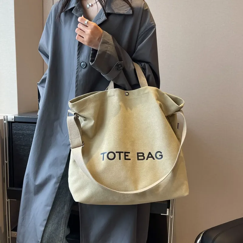 Verdickte Canvas Retro-Einkaufstasche Premium Sense Handtaschen Pendlertasche Große Kapazität Studenten-Umhängetaschen für Frauen