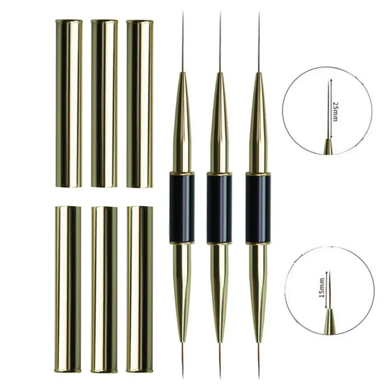 Dual End Nail Art Streifen Linien Liner DIY Malerei Pinsel Flüssiges Pulver Acryl UV GEL Extension Builder Französisch Zeichnung Stift