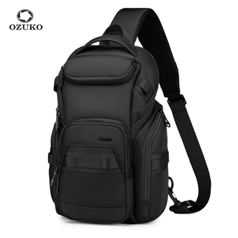 OZUKO Herren-Brusttasche, Business-Pendler, modisch, multifunktionale Umhängetasche, leicht, für Reisen, wasserdichte Umhängetasche
