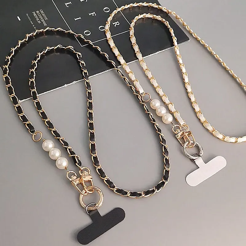 Handy-Lanyard für Damen, langer Hals und Schultergurt, Handyhülle, universelles Lanyard, lange Umhängetasche, Perlen-Tonabnehmerkette