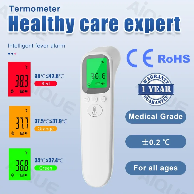AiQUE Infrarot-Thermometer für Stirn ℃ / ℉   Digitaler LCD-Körper Fa's't Measure Kids Adult Fever IR Kinder berührungsloses Termometro