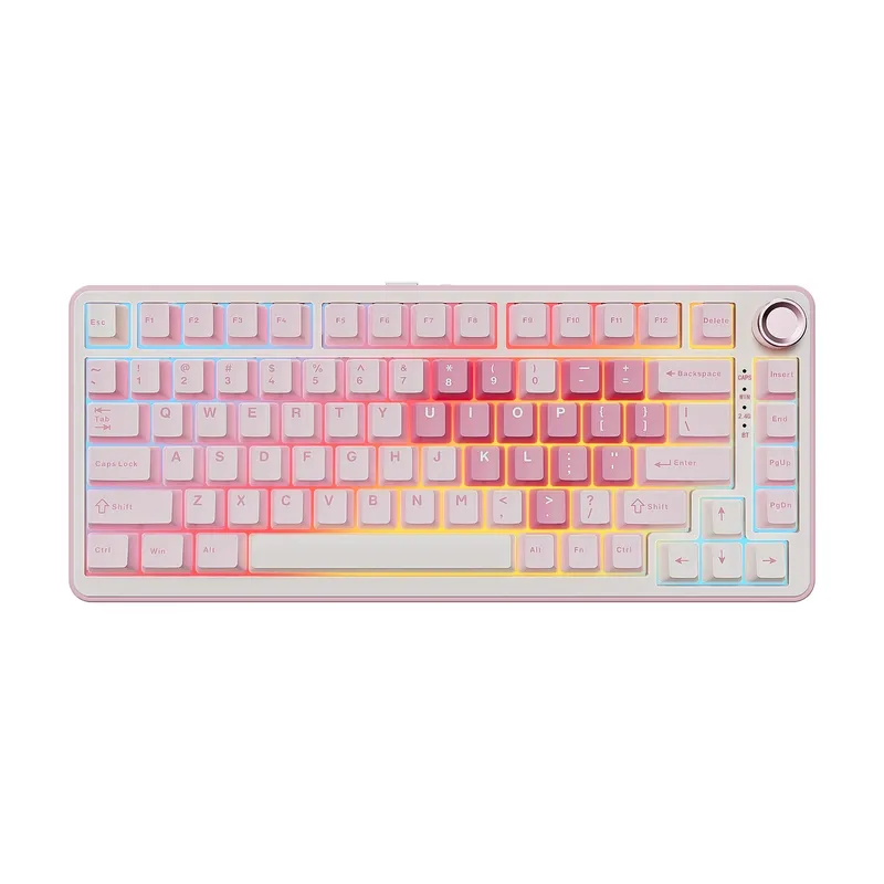 YUNZII B75 PRO Rosa mechanische Gaming-Tastatur, Bluetooth/Draht/kabellos, 75-Knopf-RGB-Tastatur, Dichtung, Hot-Swap, benutzerdefinierte cremige Keeb