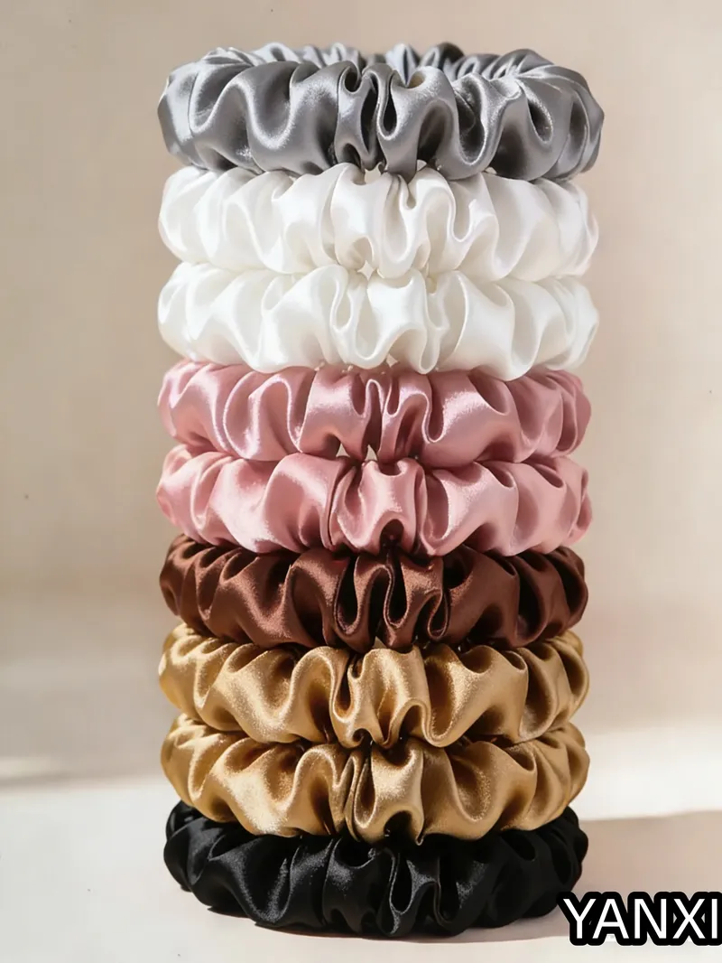 100/60/30/3/5/6Pcs Elegante Pferdeschwanz Halter Gummiband Elastische Kopfbedeckungen Zubehör Satin Scrunchies Frauen Einfarbig nette