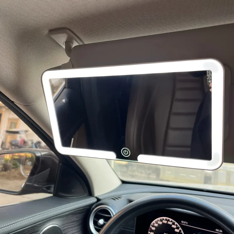 Auto-Innenspiegel, Sonnenblende, Platte, LED, HD, Make-up-Spiegel für Mädchen und Frauen, wiederaufladbares Fülllicht, universeller dünner Kosmetikspiegel