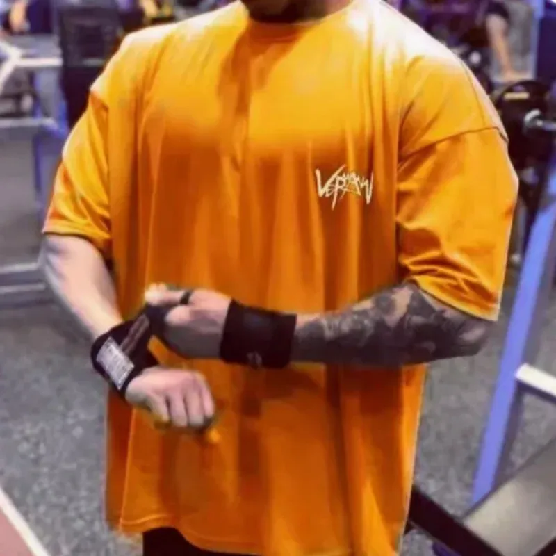NEUE Runde Kragen sport T-shirt Oversize Baumwolle Sommer T Training lauf hemd Mann Streetwear Halbe Hülse männer T-shirt