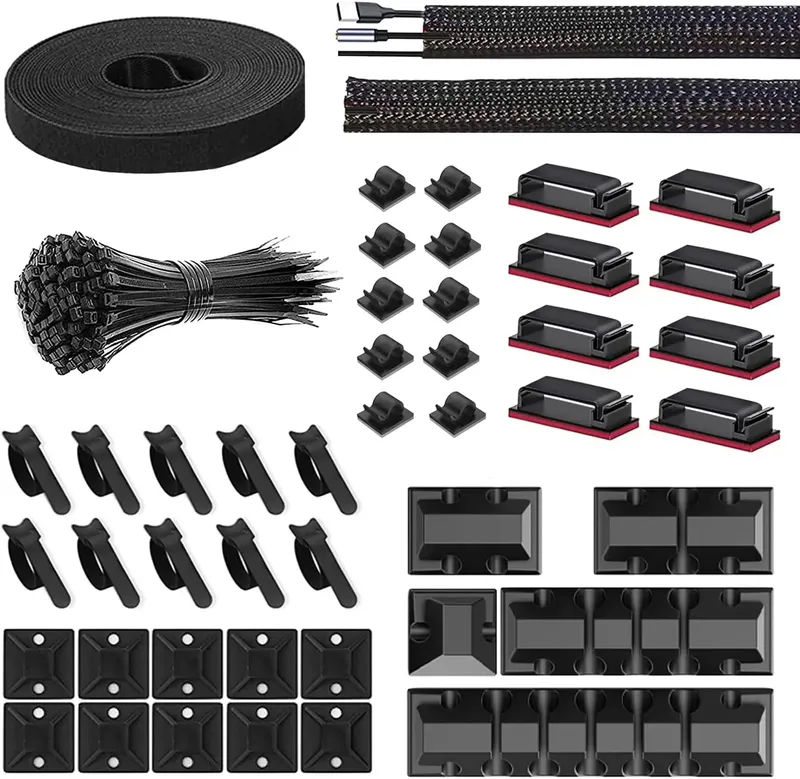 146-teiliges Kabel-Organizer-Set, Kabelmanagement, Silikon-Kabelhalter, selbstklebende Kabelklemmen für Auto, Zuhause, Büro, USB-Kabel-Organizer