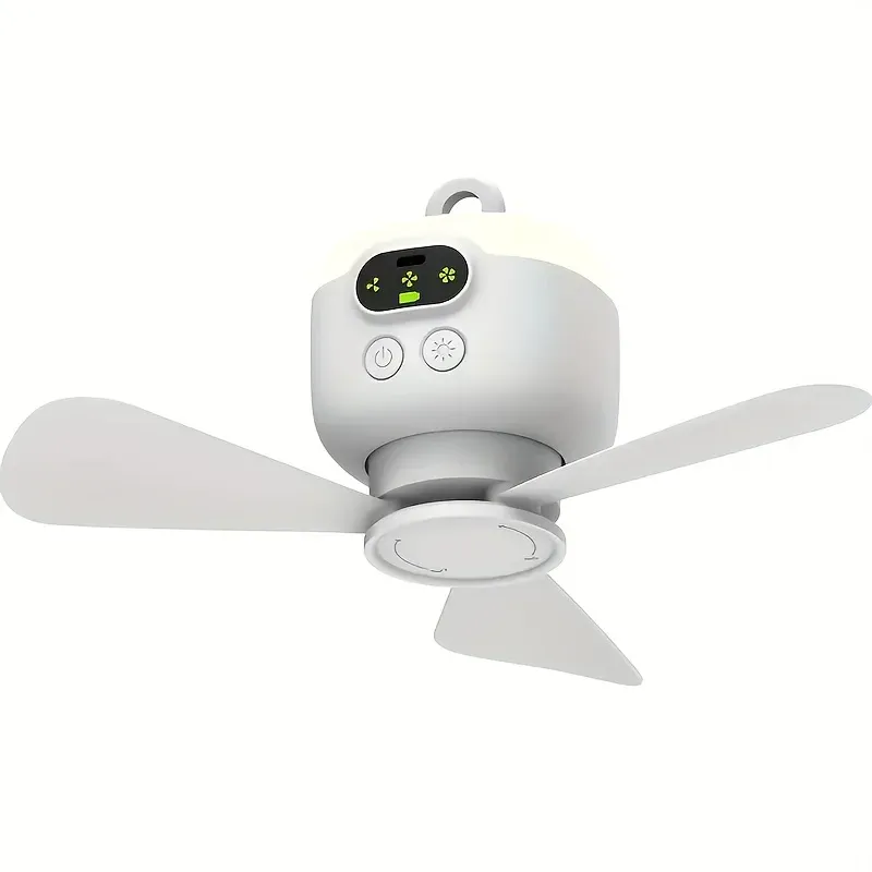 Tragbare Deckenventilatoren, 8000 mAh, Outdoor-Camping-Ventilator, Zeltventilator, Kühler, wiederaufladbarer elektrischer Ventilator, Fernbedienung, LED-Beleuchtung