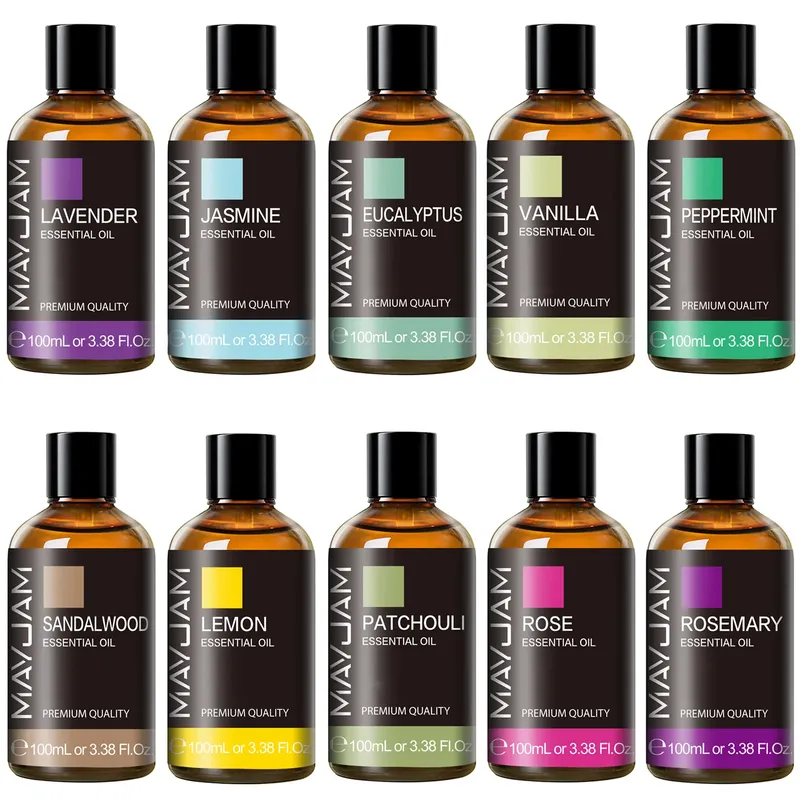 MAYJAM 1 Stück 100 ml reines natürliches ätherisches Pflanzenöl für Luftbefeuchter, aromatischer Diffusor, Vanille, Lavendel, Minze, Bergamotte, Rose