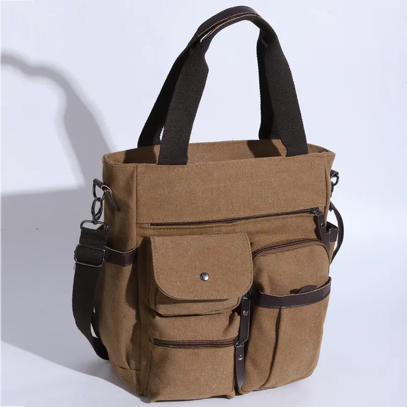 Männer Handtaschen Aktentasche Leinwand Umhängetasche Mann für Dokumente Große Kapazität Tote Laptop Tasche Umhängetasche Reisetaschen Vintage K004