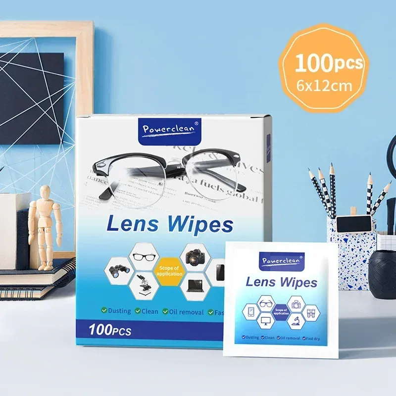 100 Stück Brillenreinigungstücher für Linsen, Sonnenbrillen und Handybildschirme, Vorbefeuchtet, Einzeln Verpackt, Kratzerfrei - 2.82 EUR